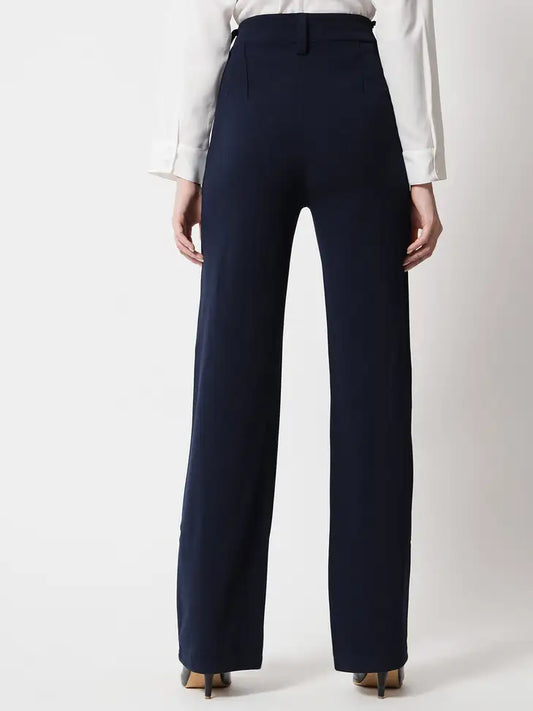 Executive Navy Wide-Leg Trousers - My Store