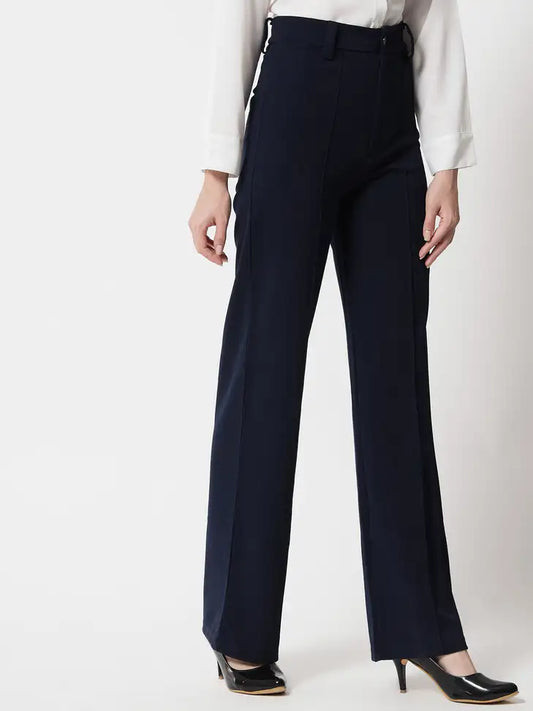 Executive Navy Wide-Leg Trousers
