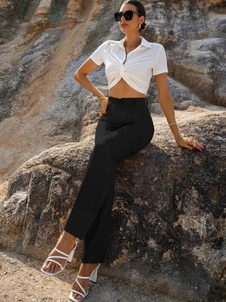 Elite Black Wide-Leg Trousers - My Store