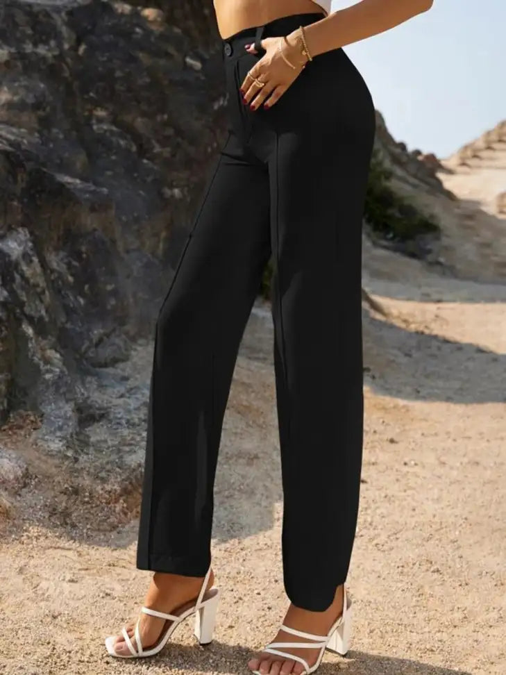 Elite Black Wide-Leg Trousers