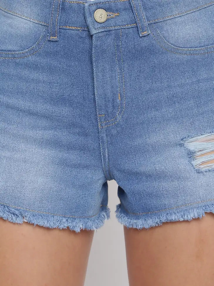 Azure Edge Denim Shorts