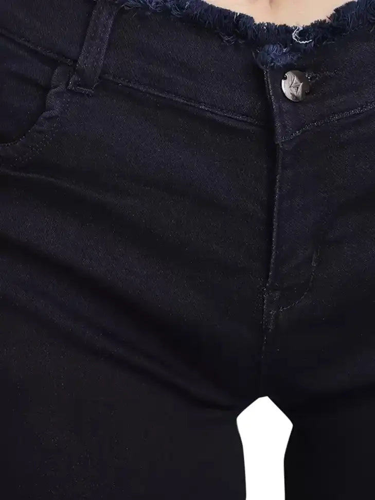 Midnight Frayed Denim Shorts