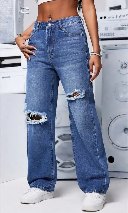 Rebel Rip Wide-Leg Jeans - My Store
