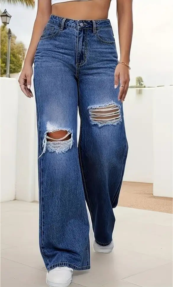 Rebel Rip Wide-Leg Jeans