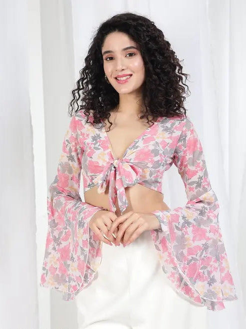 Blush Petal Tie-Front Top - My Store