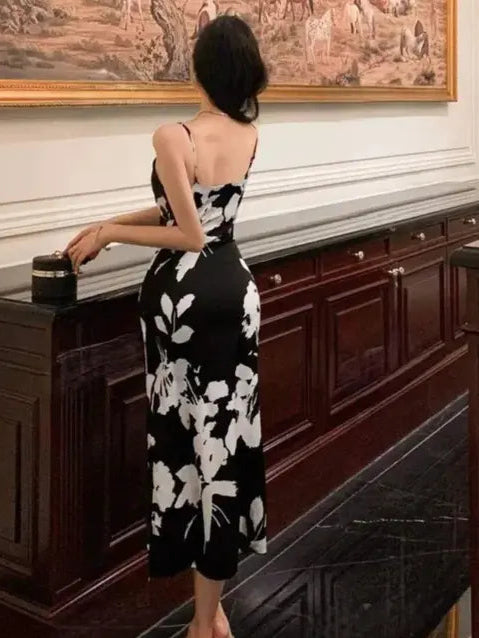Noir Blossom Contour Dress