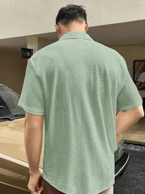 Men's Textured Mint Green Casual Shirt