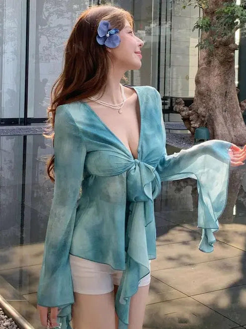 Aura Serene Tie-Front Top