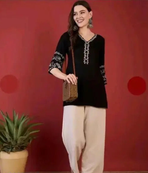 Noir Belle Embroidered Kurti - My Store