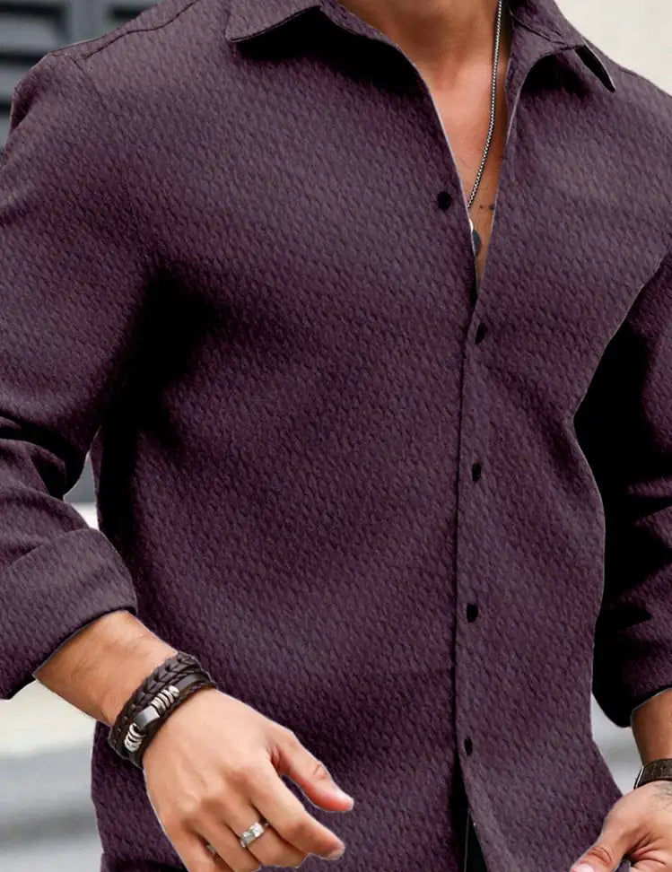 Crimson Ripple Textured Shirt