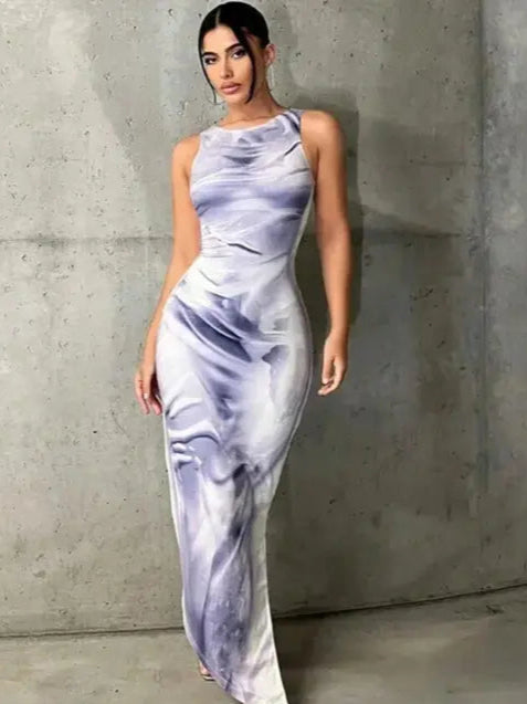 Lavender Swirl Sleeveless Dress