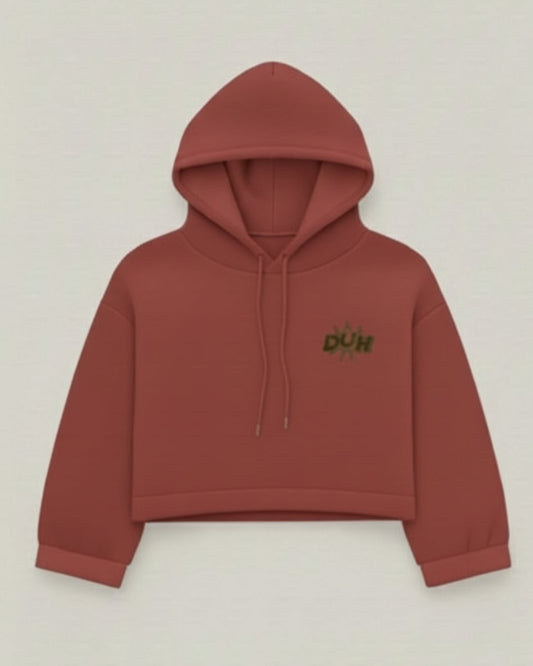 Maroon Cropped 'Serpentine Maiden' Hoodie