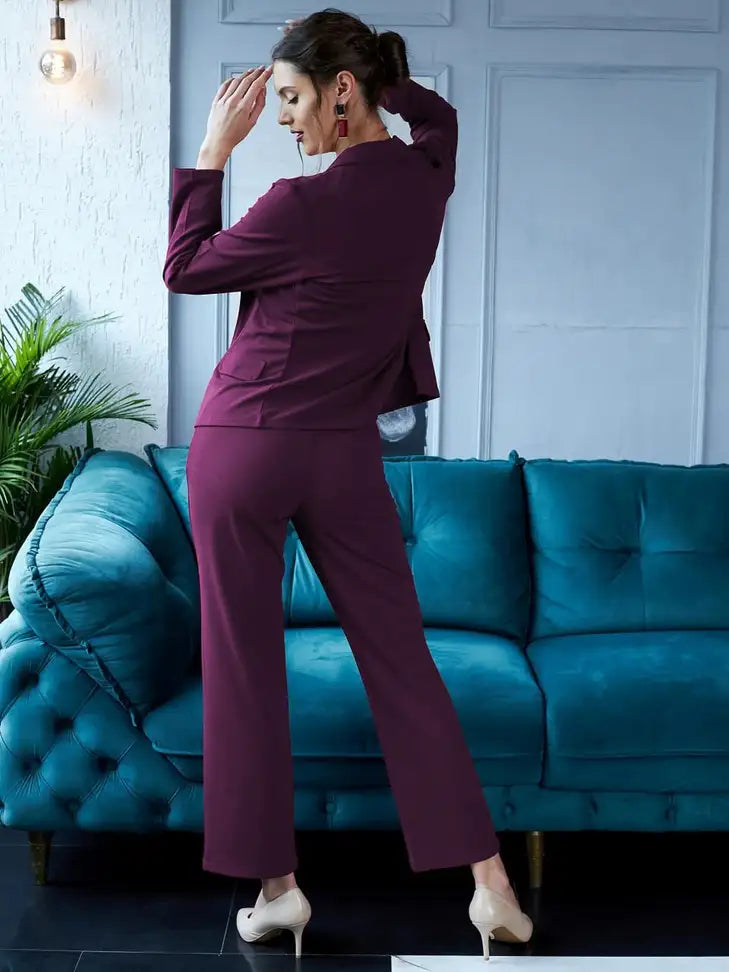 Elegant Plum Power Suit Set