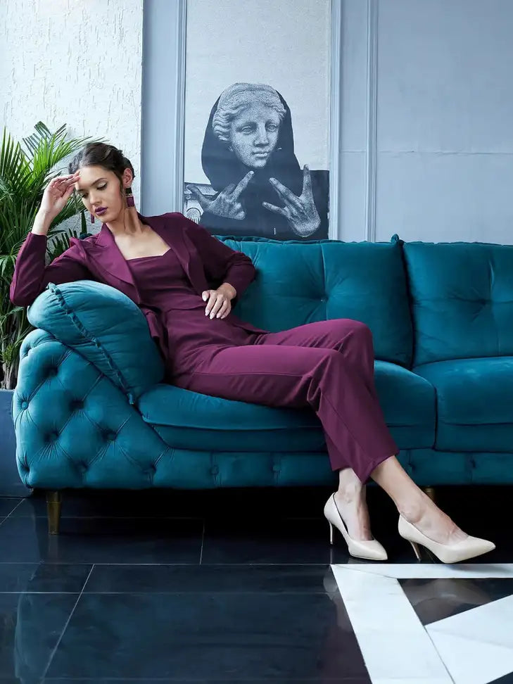 Elegant Plum Power Suit Set