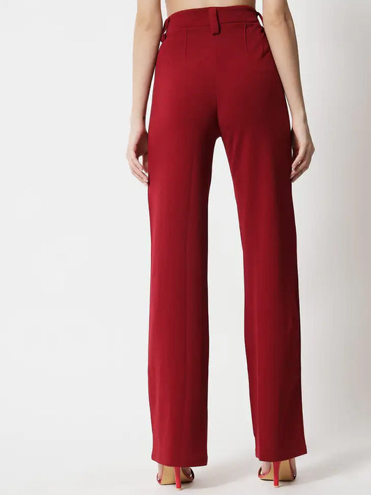 Crimson Flair Wide-Leg Trousers