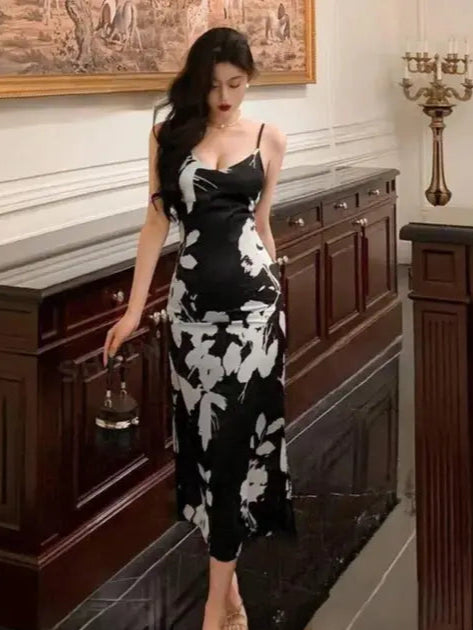 Noir Blossom Contour Dress