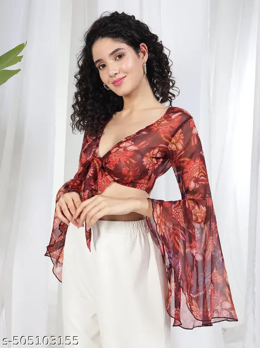 Boho Bloom Tie-Front Top