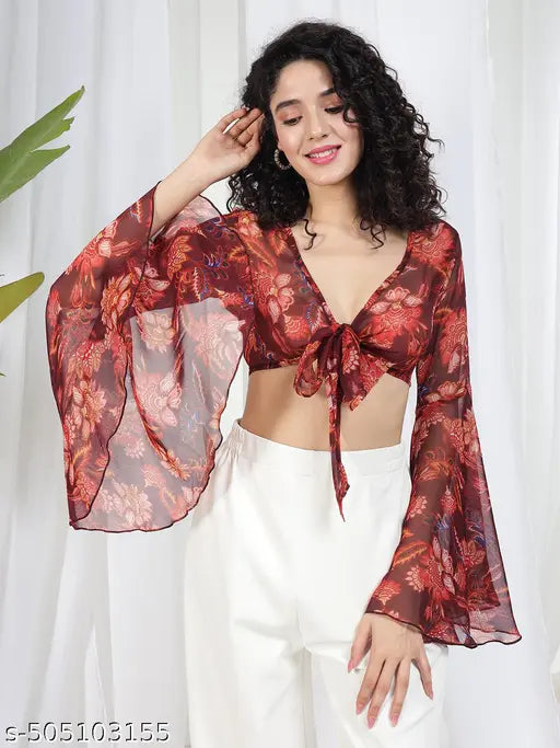 Boho Bloom Tie-Front Top
