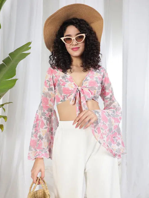 Blush Petal Tie-Front Top - My Store
