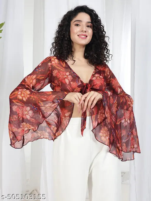 Boho Bloom Tie-Front Top