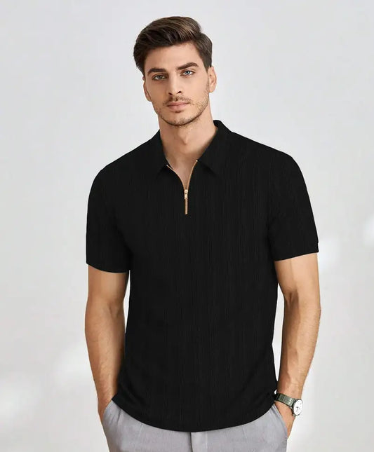Shadow Textured Half-Zip Polo