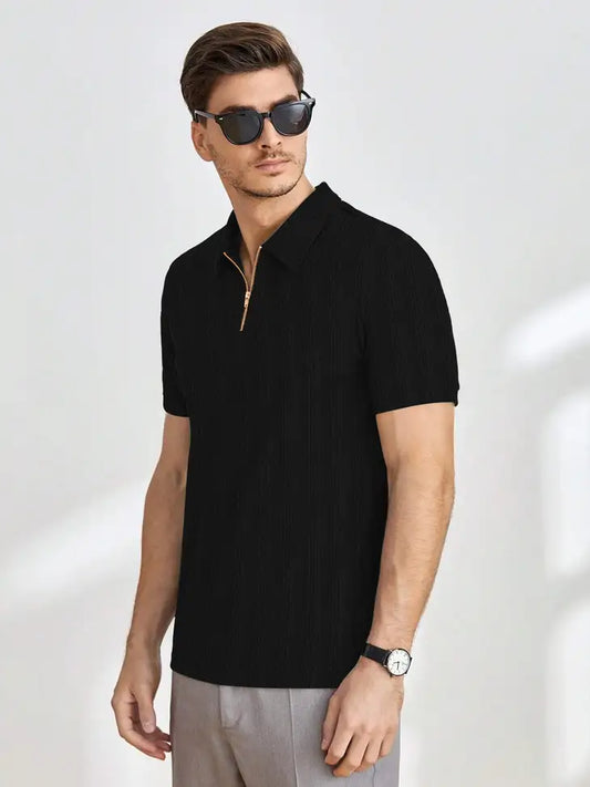 Shadow Textured Half-Zip Polo