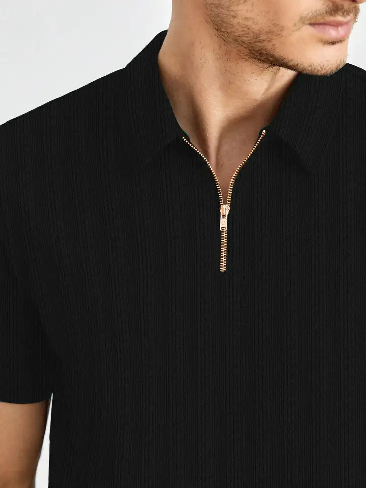 Shadow Textured Half-Zip Polo - My Store