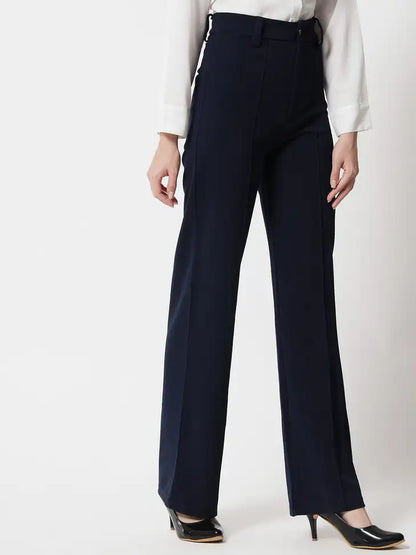 Executive Navy Wide-Leg Trousers - My Store