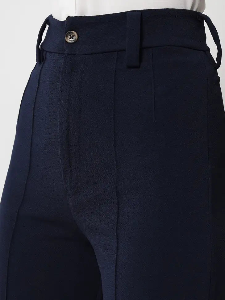 Executive Navy Wide-Leg Trousers