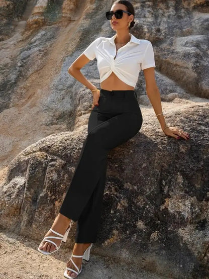 Elite Black Wide-Leg Trousers - My Store