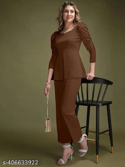 Aura Ribbed Peplum Ensemble - My Store