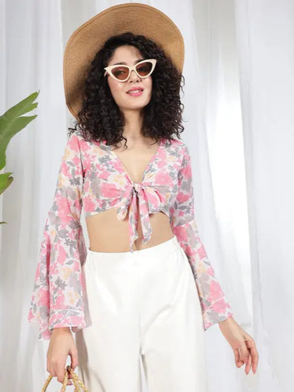 Blush Petal Tie-Front Top - My Store