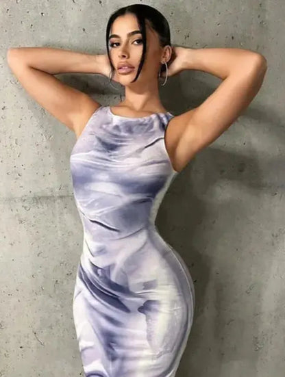 Lavender Swirl Sleeveless Dress - My Store