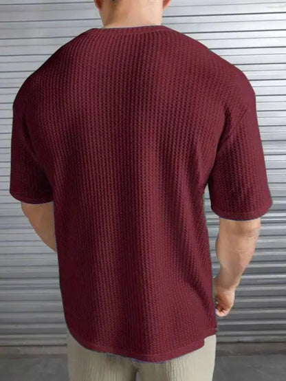 Men's Textured Maroon Crew Neck Tee - My Store