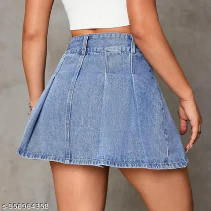 SwissVogue Azure Midi Denim Skirt - My Store