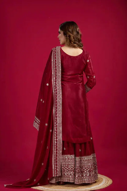 Regal Gold & Maroon Festive Suit - My Store