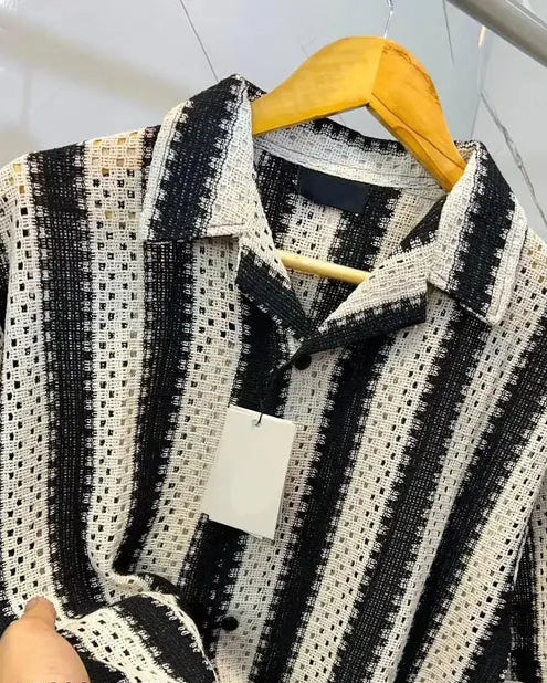Coastal Crochet Striped Shirt