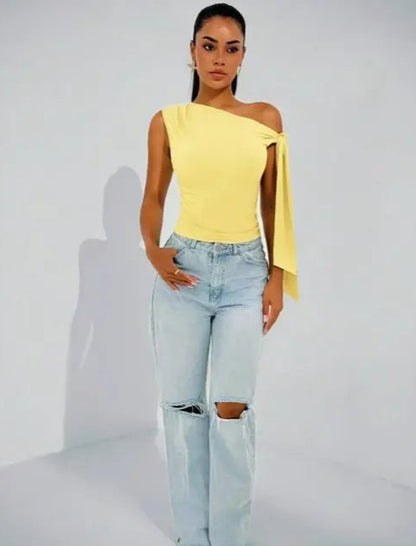 Meridian Asymmetric Ribbons Top - My Store