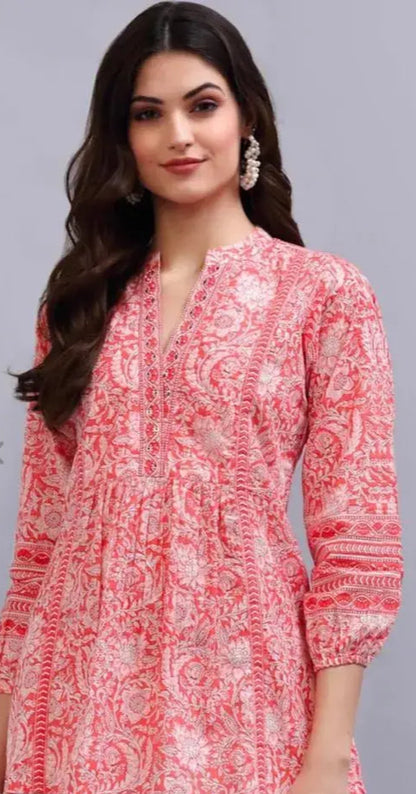 Rosé Bloom Pintuck Kurti - My Store