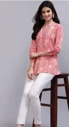 Rosé Bloom Pintuck Kurti - My Store