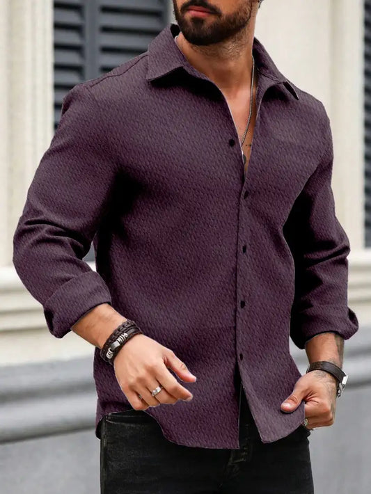 Crimson Ripple Textured Shirt