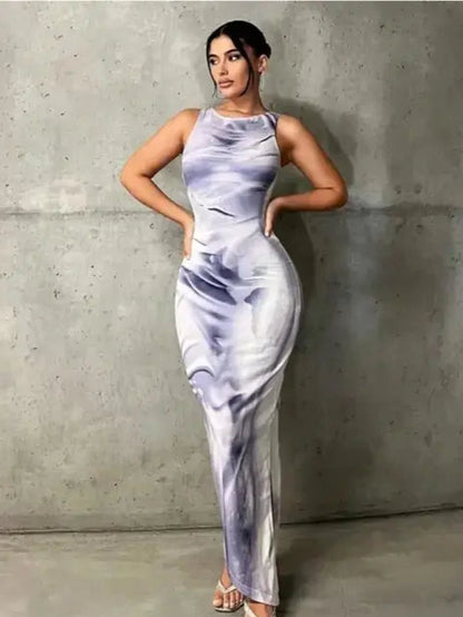 Lavender Swirl Sleeveless Dress - My Store