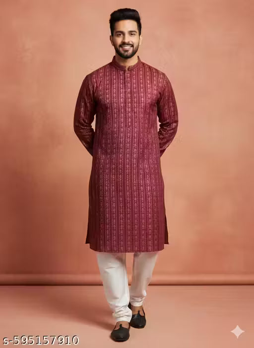 "Wine Velvet" Men's Kurta Set