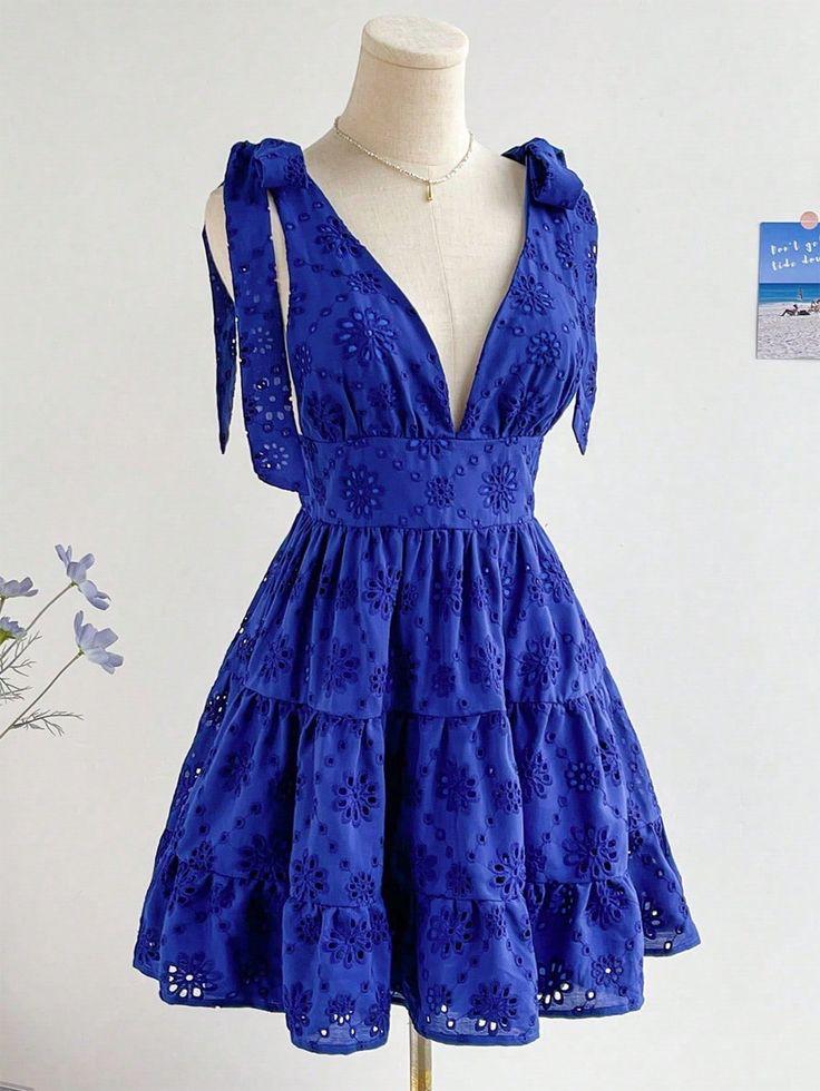 "Coastal Charm" Plunge Neck Dress - My Store