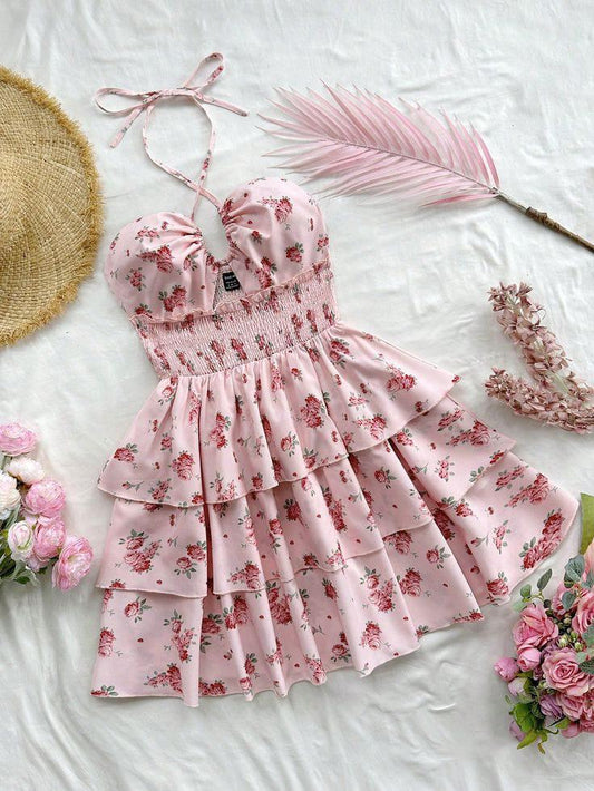 "Sweet Rose" Halter Mini Dress - My Store