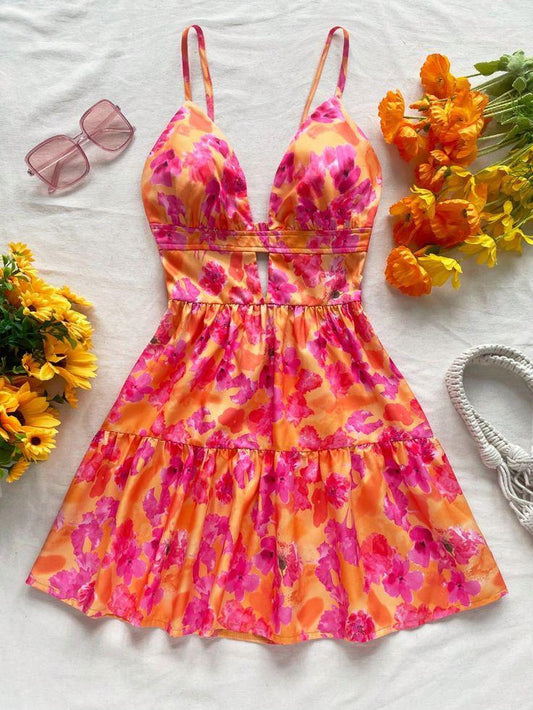 "Tropic Bloom" Cutout Mini Dress - My Store