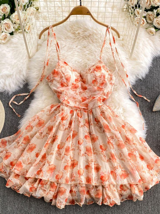 Sweetheart Neck Floral Sun Dress - My Store