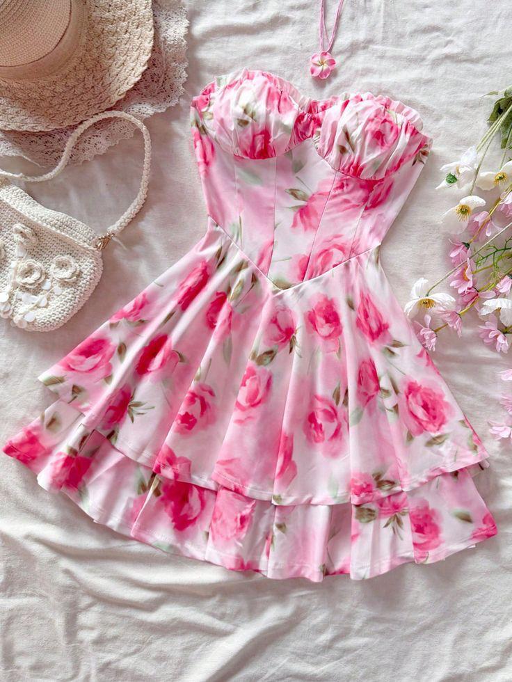"Rosy Rhapsody" Bustier Dress - My Store