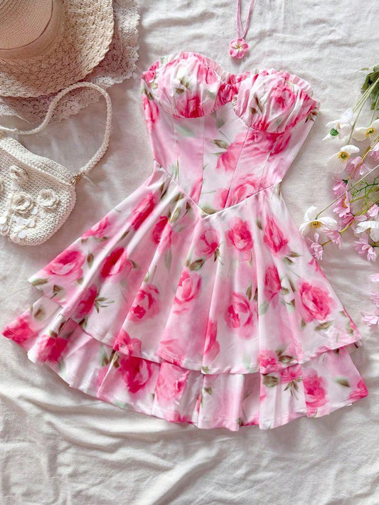 "Rosy Rhapsody" Bustier Dress - My Store