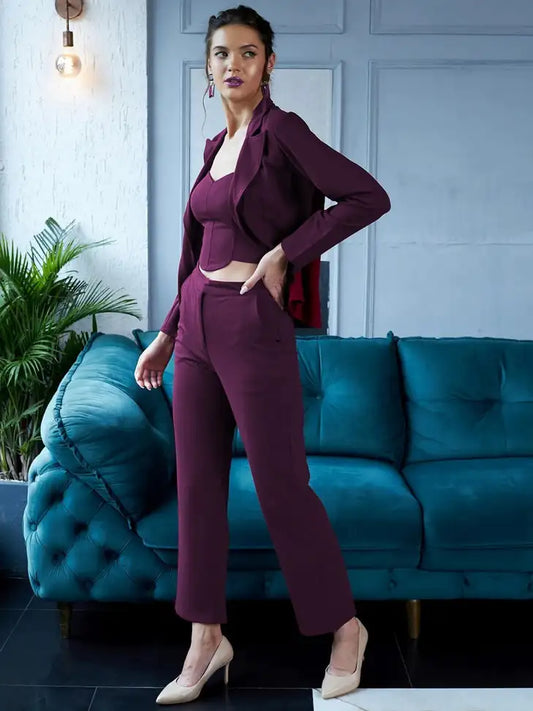 Elegant Plum Power Suit Set